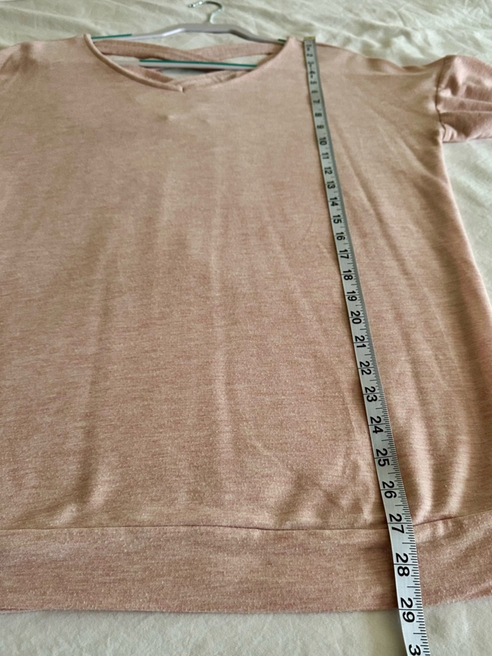 Relaxed V-Neck Crisscross Back Sweatshirt - Soft Pink Size L - Picture 5 of 6